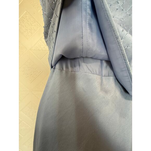 CACHET Formal Dress Size 6 light blue speghetti straps beads on top Lined - Picture 5 of 14